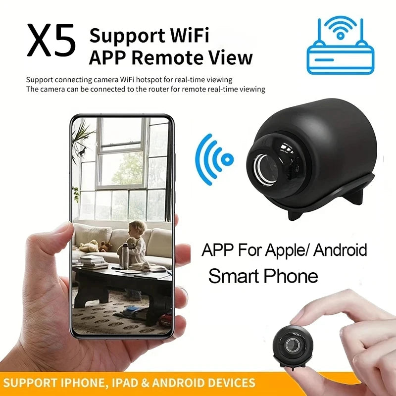 Cameră mini 1080P X5, viziune nocturnă clară, ușoară, portabilă