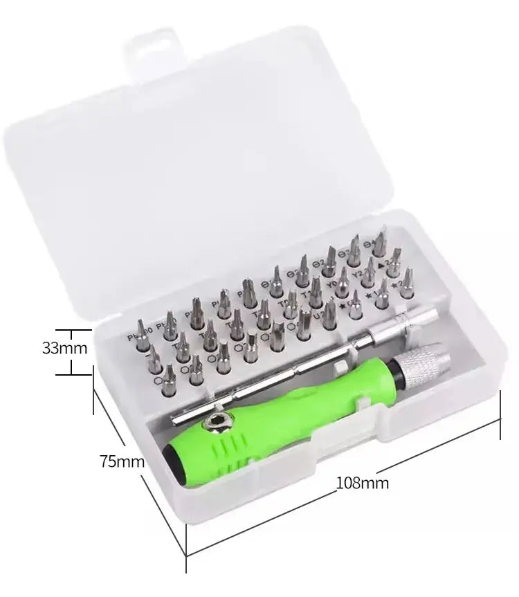 Mini set de șurubelnițe de precizie 32-în-1, biți Phillips magnetici, ideal pentru ochelari, ceas, telefon, PC