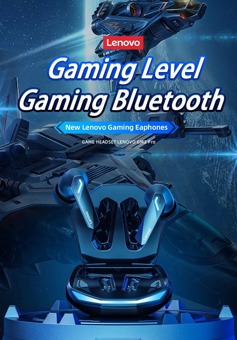Căști Lenovo GM2 Pro Gaming, Bluetooth 5.3, sport, cu microfon, HD, cu reducere a zgomotului