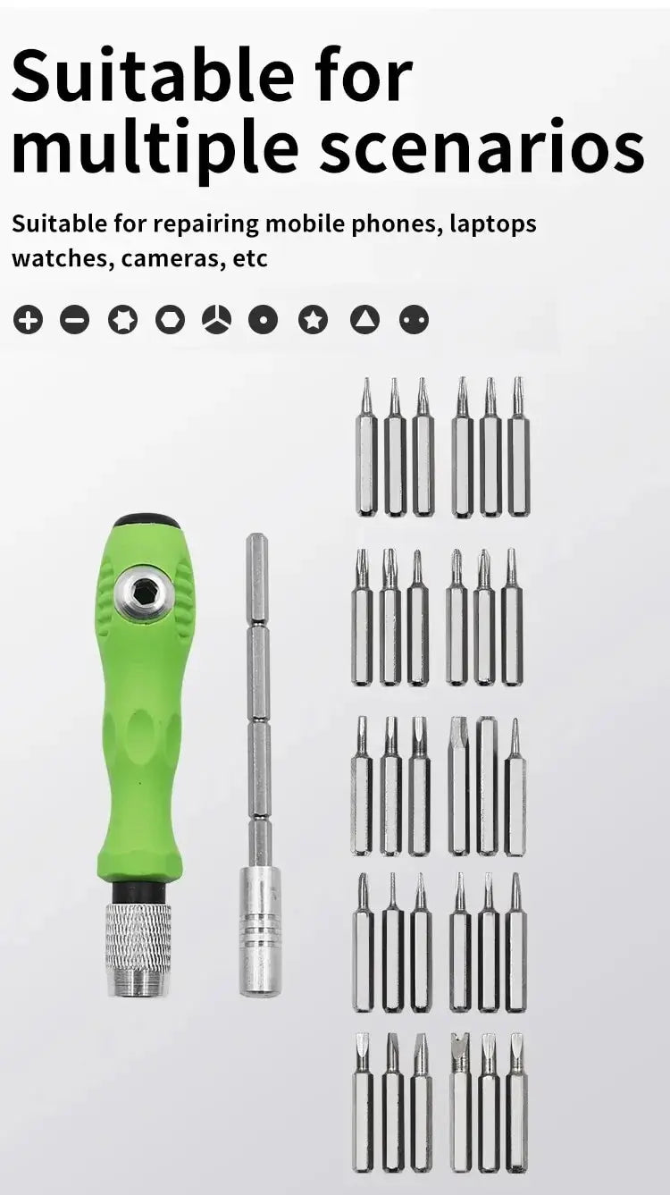 Mini set de șurubelnițe de precizie 32-în-1, biți Phillips magnetici, ideal pentru ochelari, ceas, telefon, PC