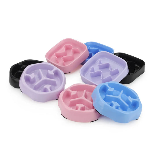 Bol pentru hrană lentă pentru câini si pisici, anti-sufocare