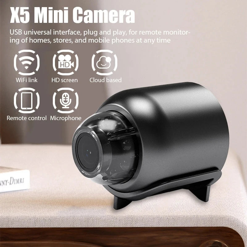 Cameră mini 1080P X5, viziune nocturnă clară, ușoară, portabilă