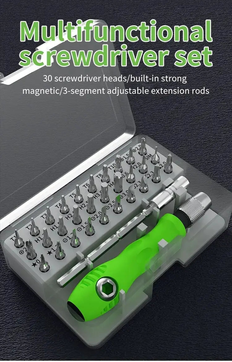 Mini set de șurubelnițe de precizie 32-în-1, biți Phillips magnetici, ideal pentru ochelari, ceas, telefon, PC