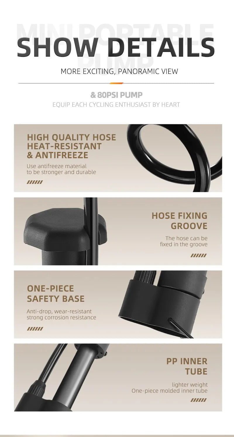 Pompă de bicicletă WEST BIKING MTB 80 PSI