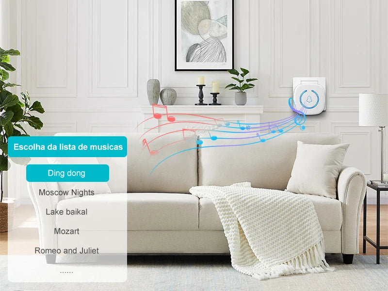 Sonerie wireless inteligentă cu telecomandă, 60 de melodii