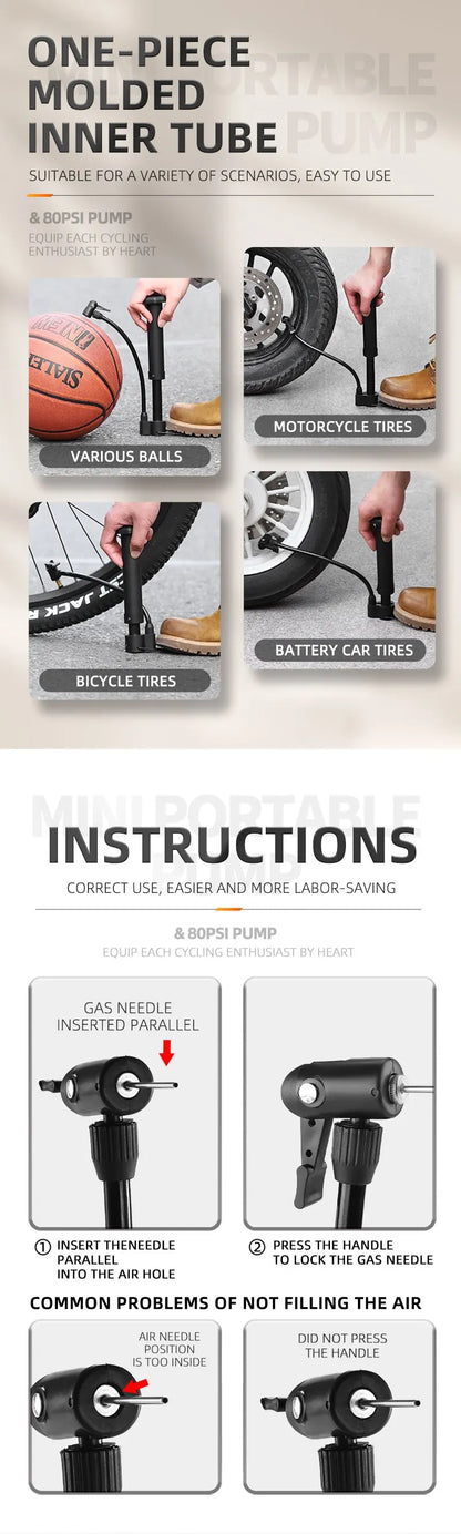 Pompă de bicicletă WEST BIKING MTB 80 PSI