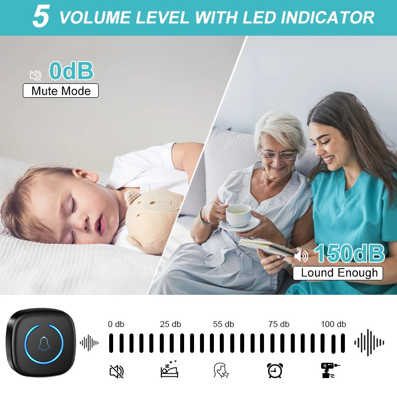 Sonerie wireless inteligentă cu telecomandă, 60 de melodii