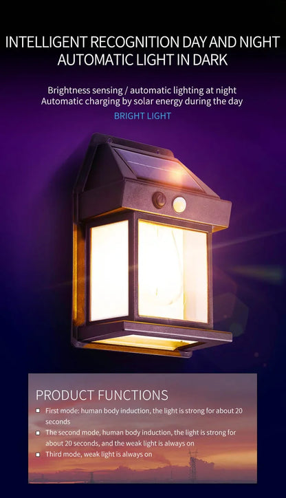 Lampa solara impermeabila, fixare pe perete / gard